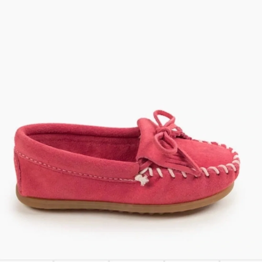 Minnetonka Moccasins Toddler Girl Kilty Pink Sz 8 Pink EUC